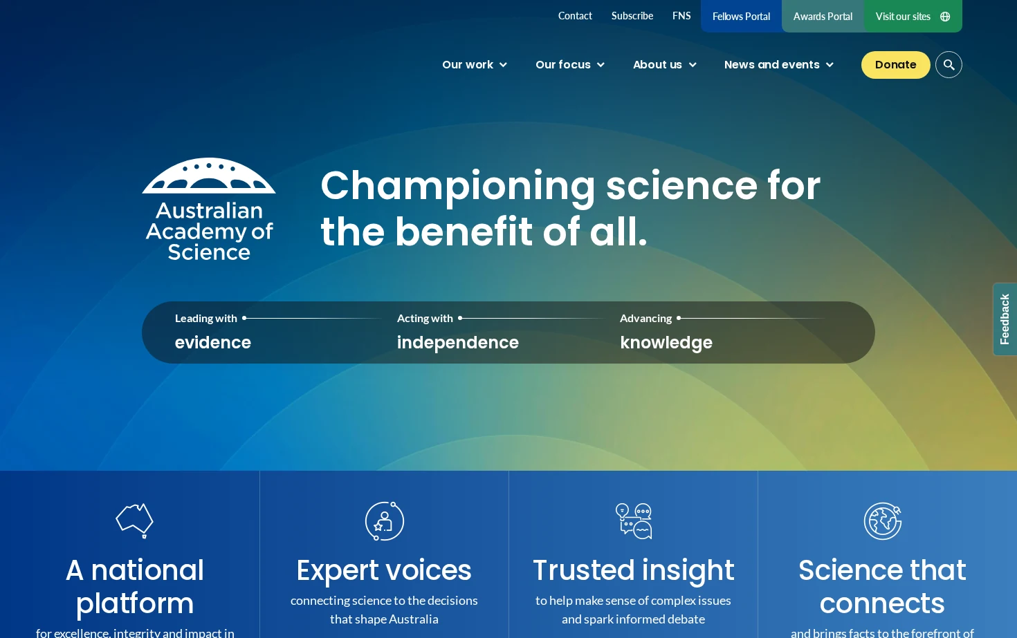 Australian Academy of Science 页面快照